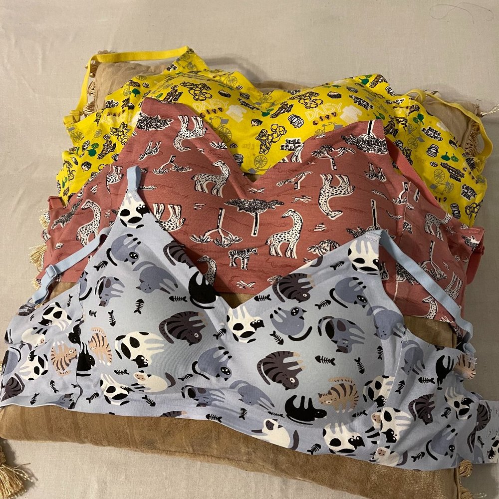 New - 3 Piece Set Multicolor Fantasy Bras - Size S -32C - 32D